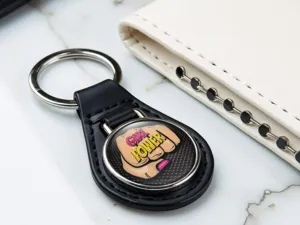 Keyring Leather Touch Leather Design Glossy